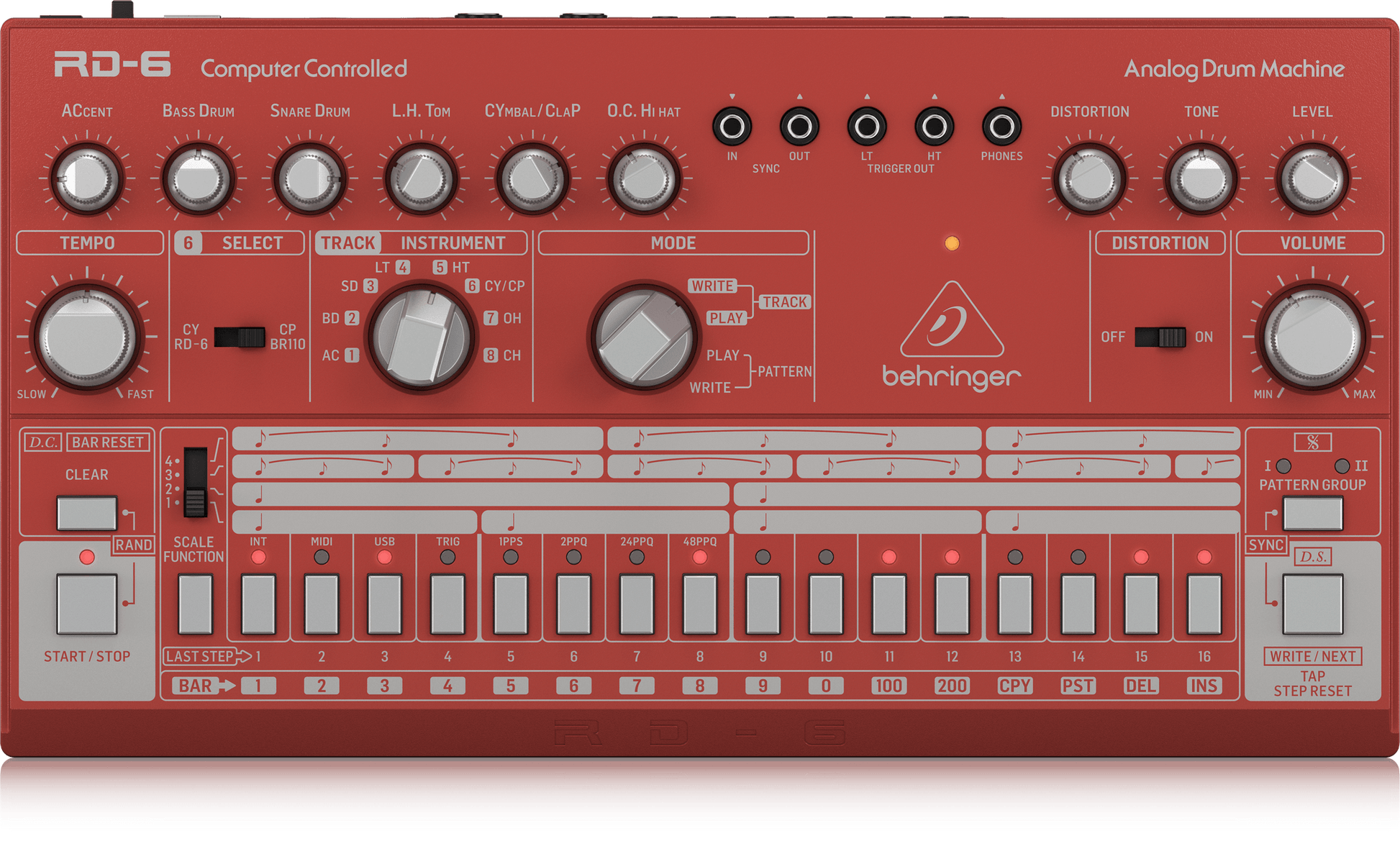 Behringer RD6-RD Analog Drum Machine - Red