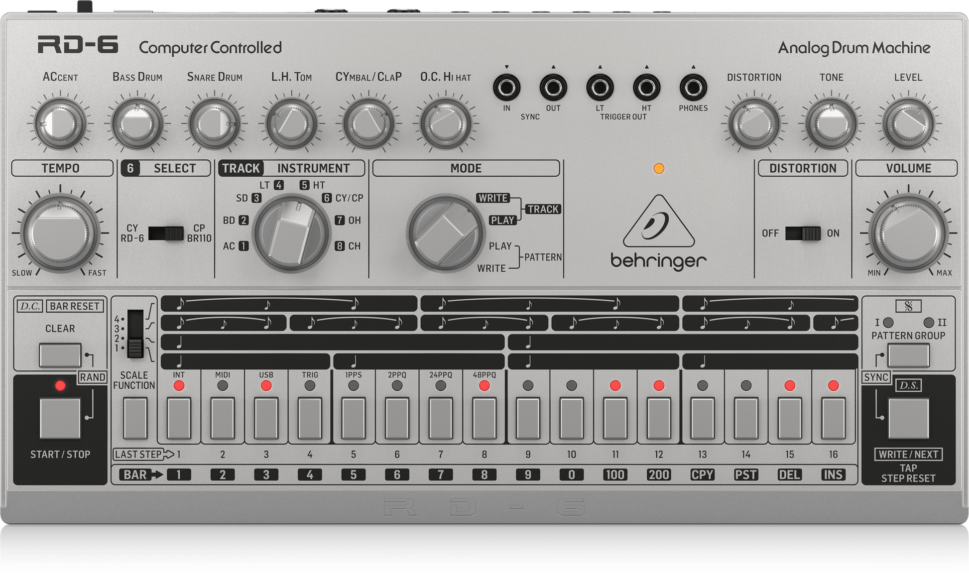 Behringer RD6-SR Analog Drum Machine - Silver