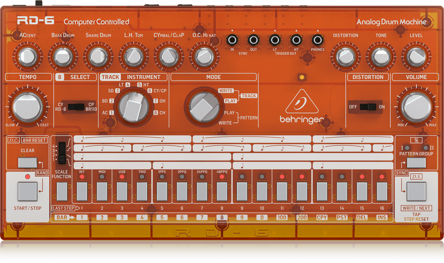 Behringer RD6-TG Analog Drum Machine - Tangerine