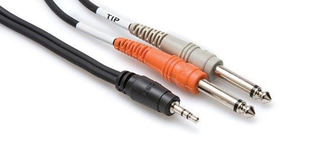 Hosa Stereo 3.5mm TRS - Dual 1/4"TS Cable - 3ft (CMP153)