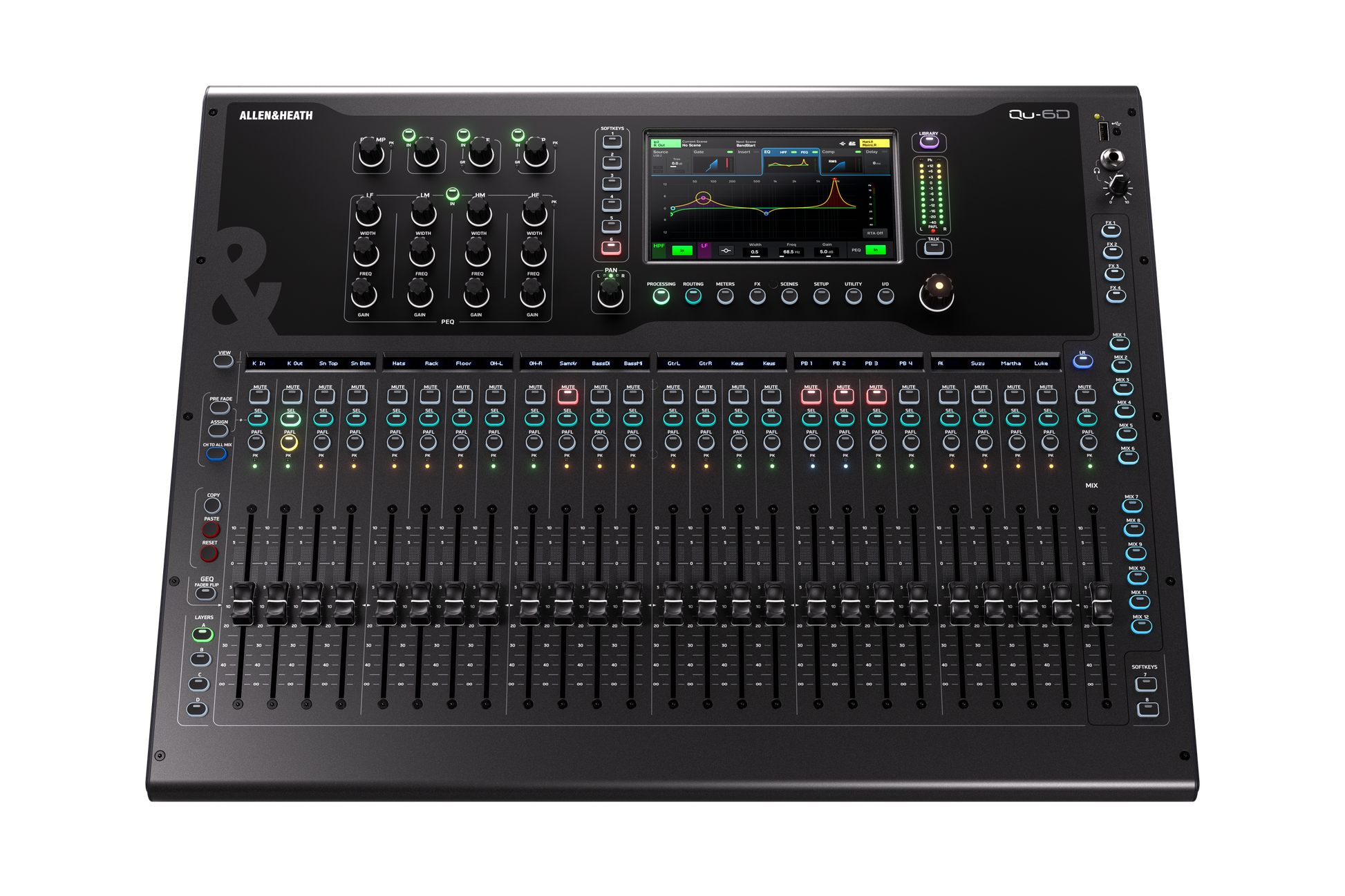 Allen and Heath Qu6D 32ch 96kHz mixer - 25 faders, 24/16 local I/O, 6FX, 16x16 Dante