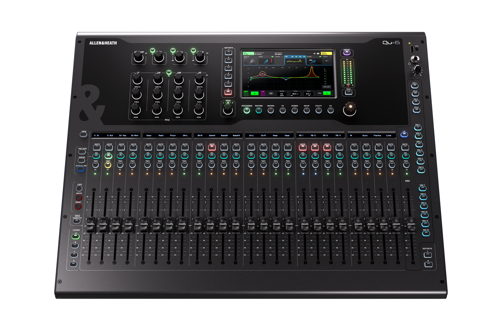 Allen and Heath Qu6 32ch 96kHz mixer - 25 faders, 24/16 local I/O, 6FX
