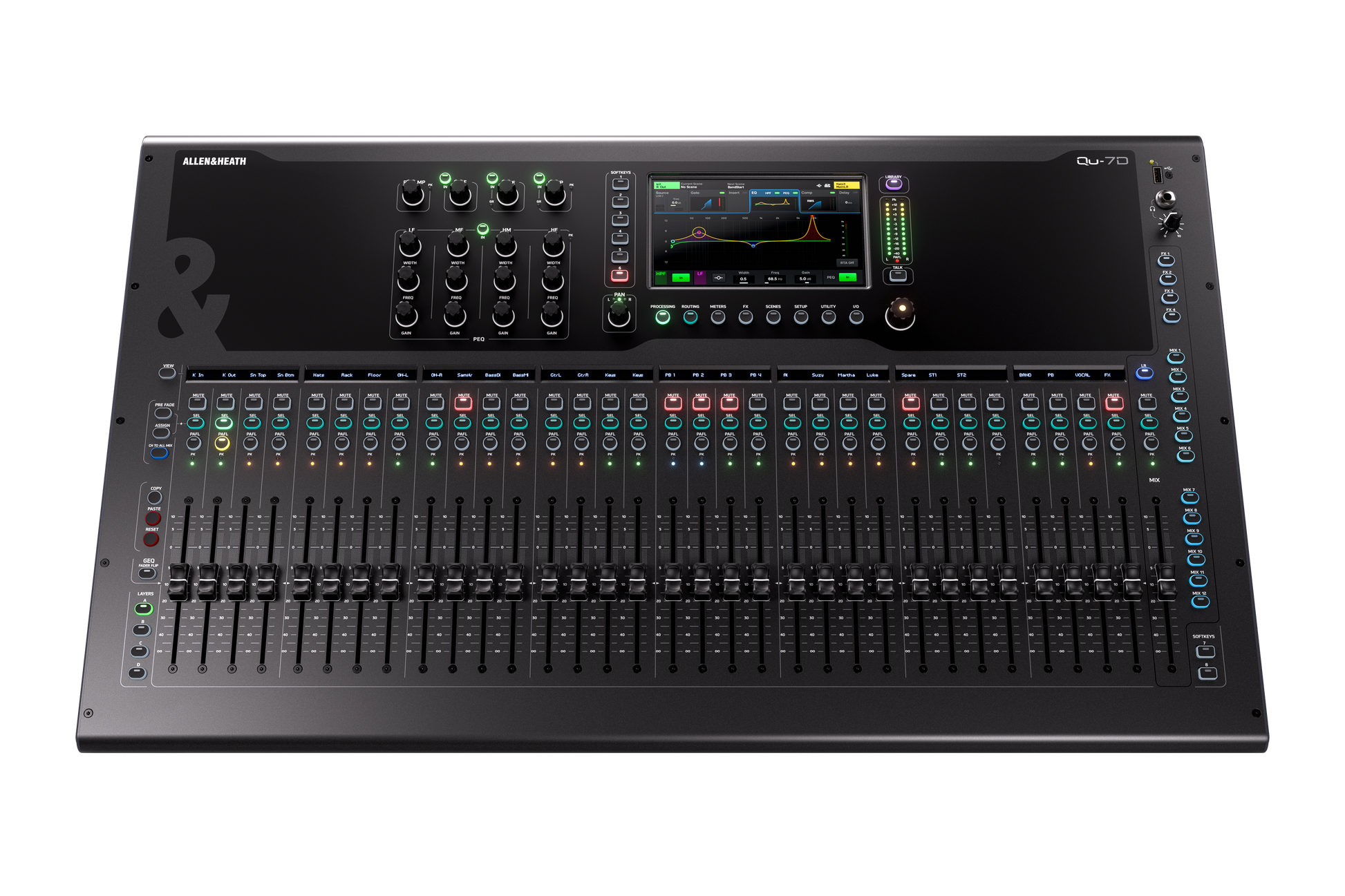 Allen and Heath Qu7D 32ch 96kHz mixer - 33 faders, 32/20 local I/O, 6FX, 16x16 Dante