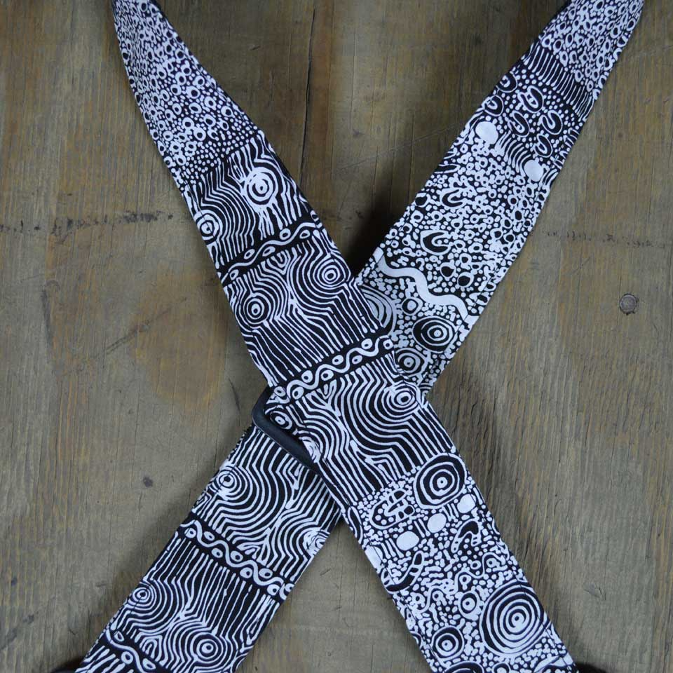 Colonial Leather Aboriginal Art Ragstrap - Black & White