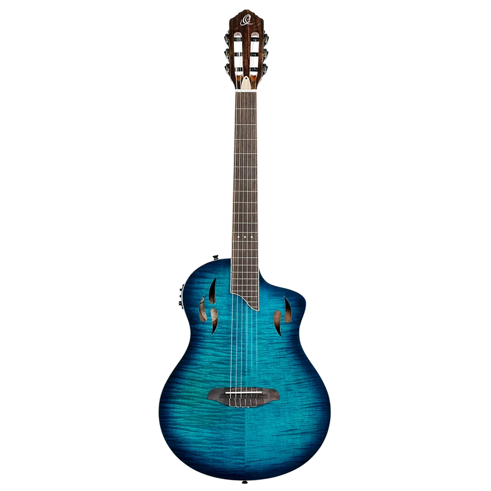 Ortega TourPlayer Electric Nylon String Guitar - Gloss Blue (RTPDLX-FMA)
