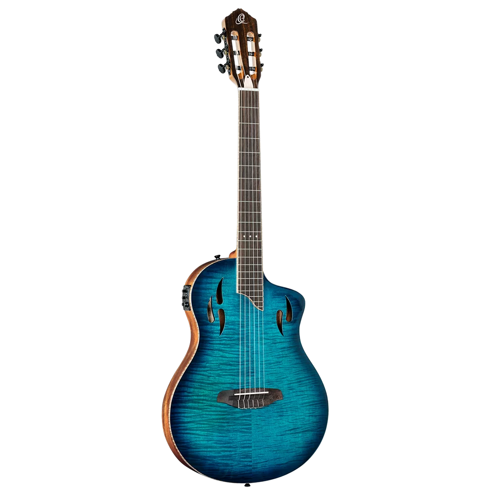 Ortega TourPlayer Electric Nylon String Guitar - Gloss Blue (RTPDLX-FMA)