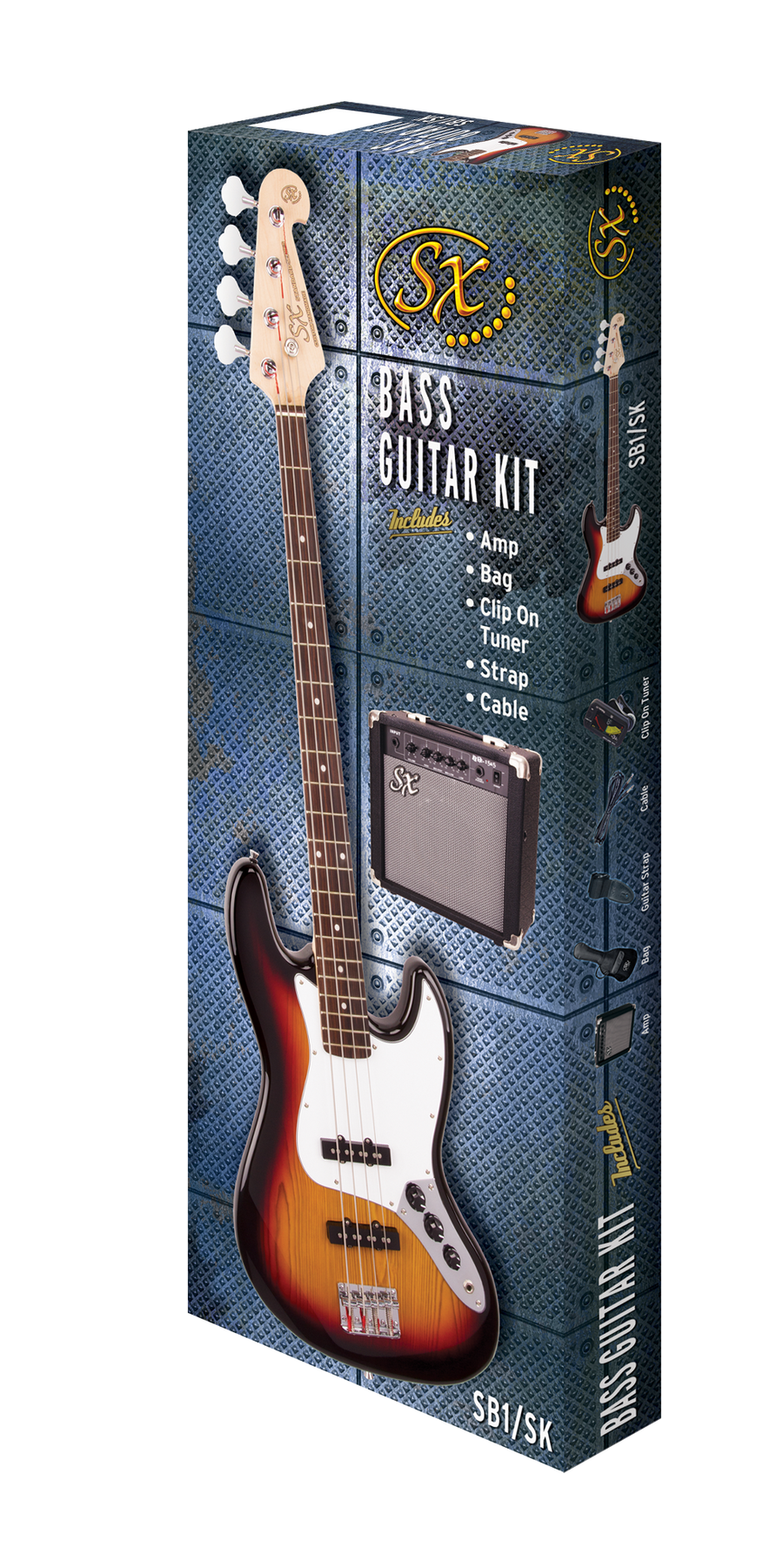 SX SB1SKTS "JB" Style Bass Package - 3-Tone Sunburst