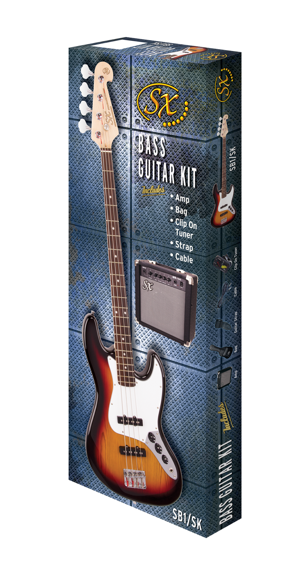SX SB1SKTS "JB" Style Bass Package - 3-Tone Sunburst