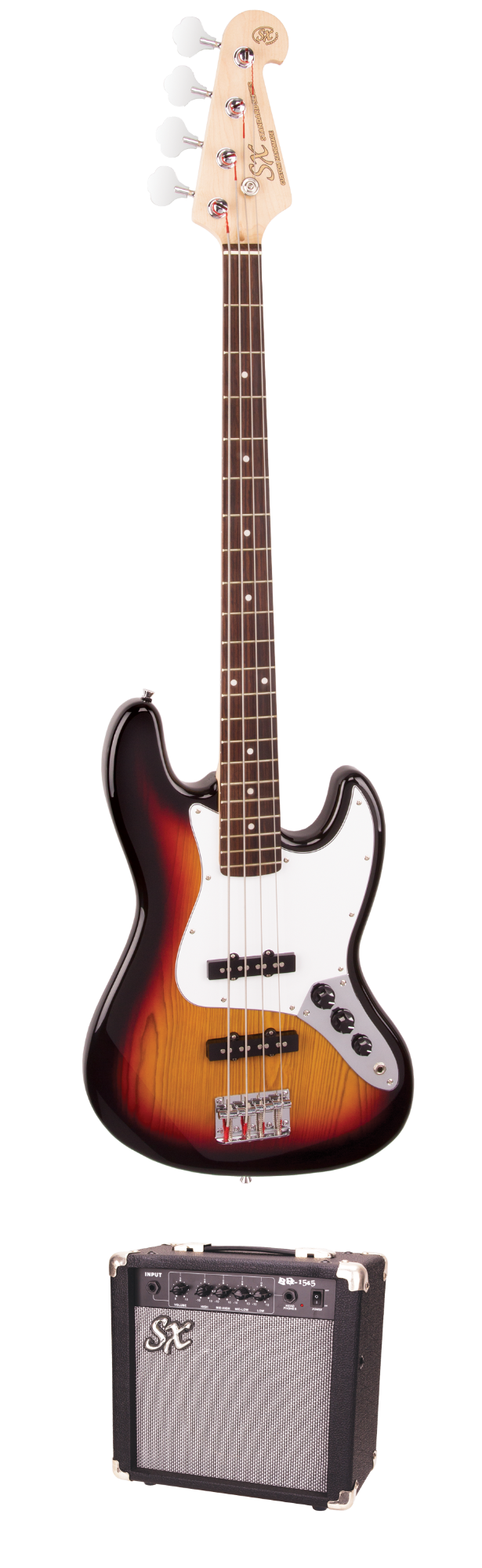 SX SB1SKTS "JB" Style Bass Package - 3-Tone Sunburst