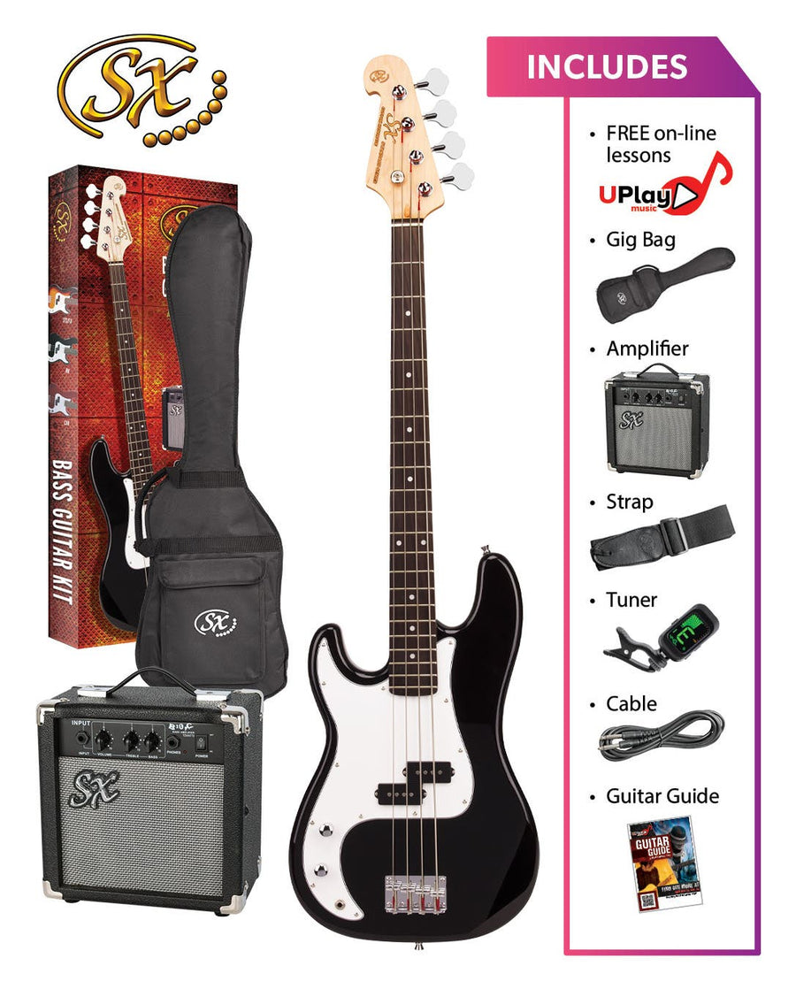 SX SB2SKLHB "P" Style Bass Package - Left Handed - Black