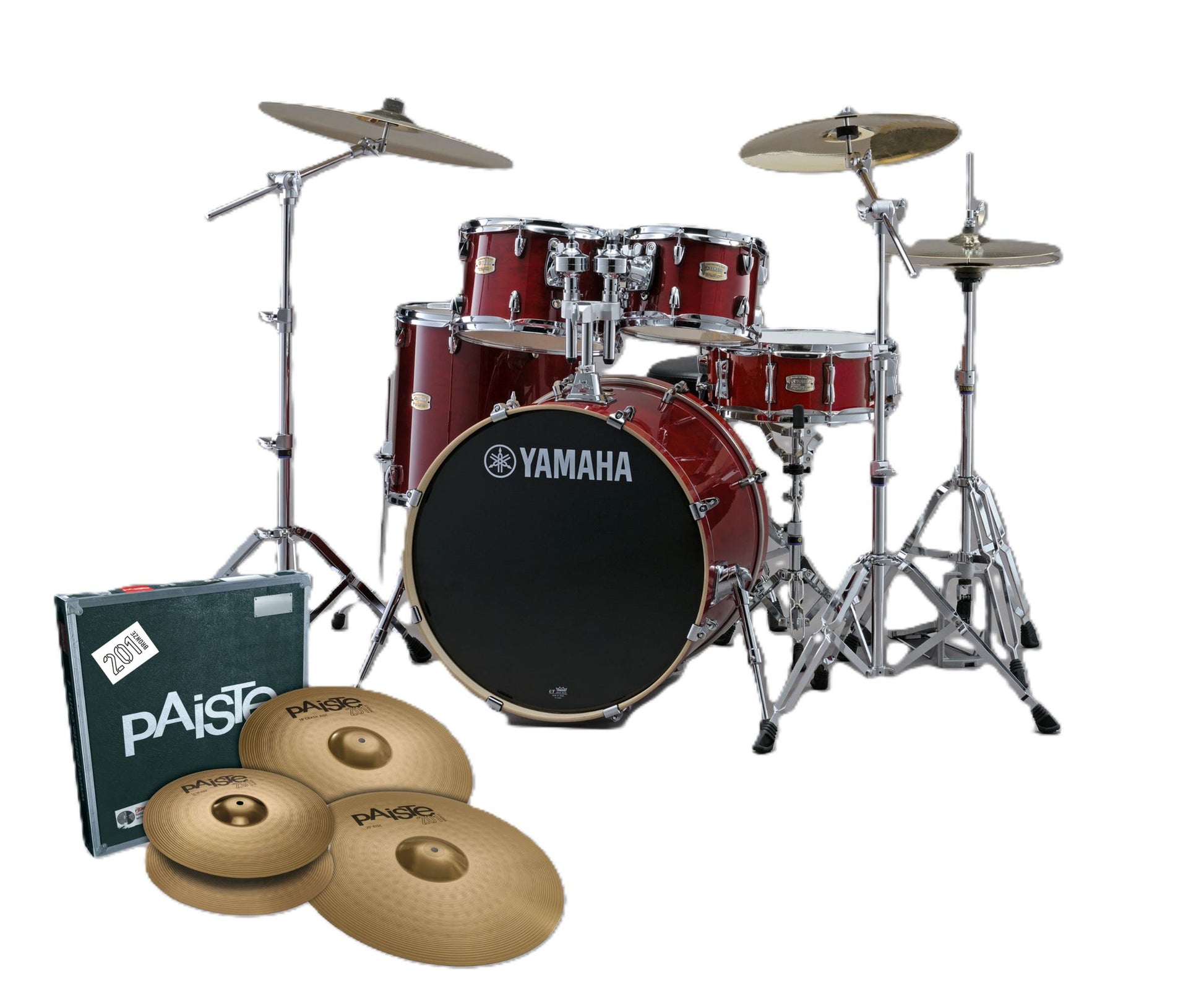 Yamaha Stage Custom Next Stage FUSION Drum Kit w/780HW Pack + Cymbals - Cranberry Red