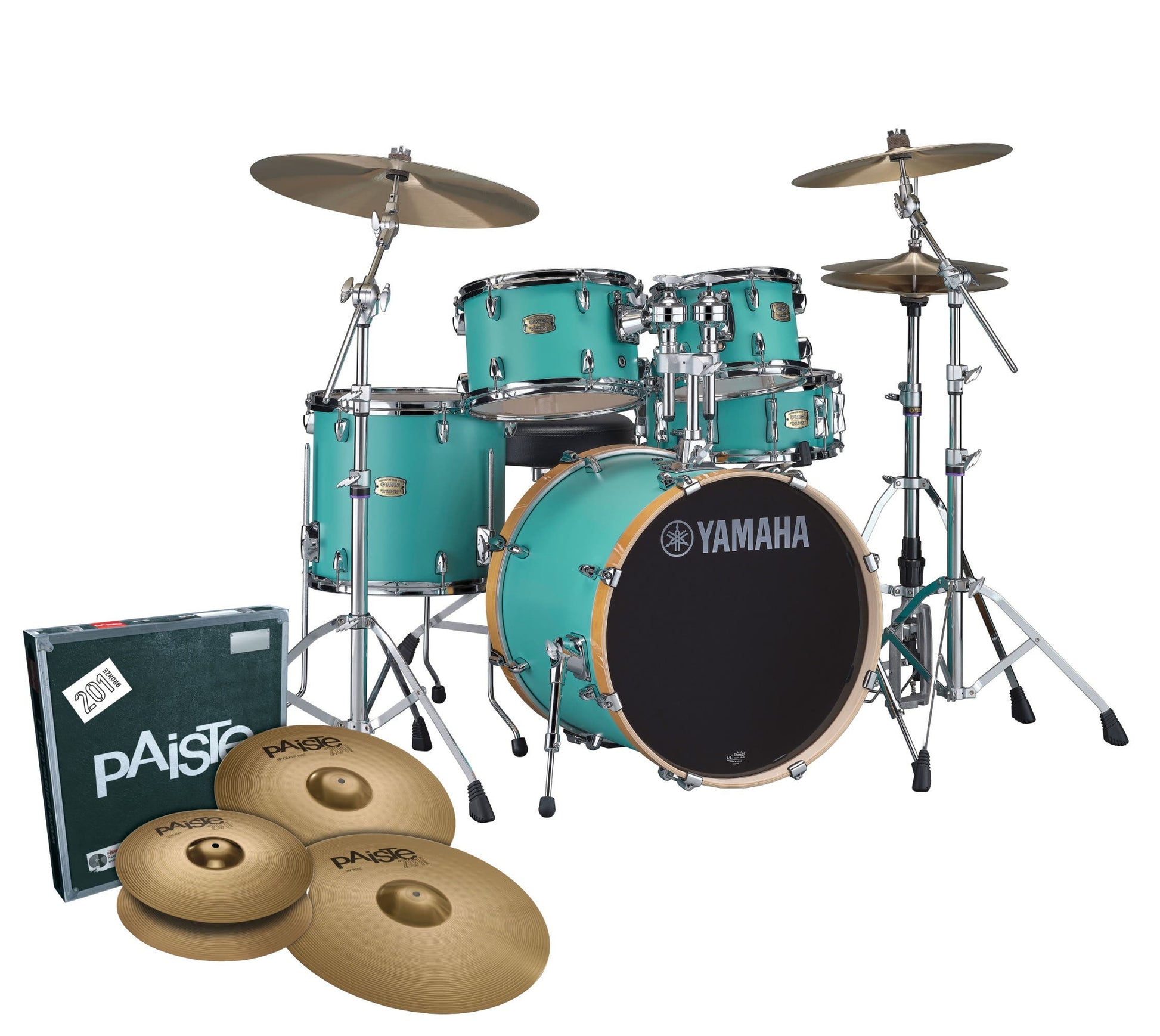 Yamaha Stage Custom Next Stage FUSION Drum Kit w/780HW Pack + Cymbals - Matte Surf Green
