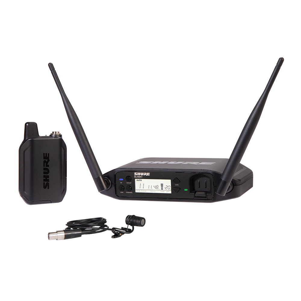 Shure Wireless Digital Lapel System GLXD1+; WL185 Mic; GLXD4+