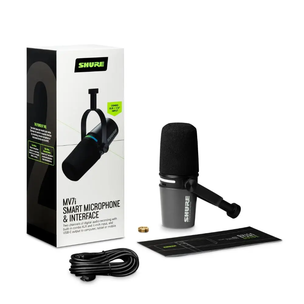 Shure MV7i USB Smart Microphone w/XLR + Headphone Connectivity