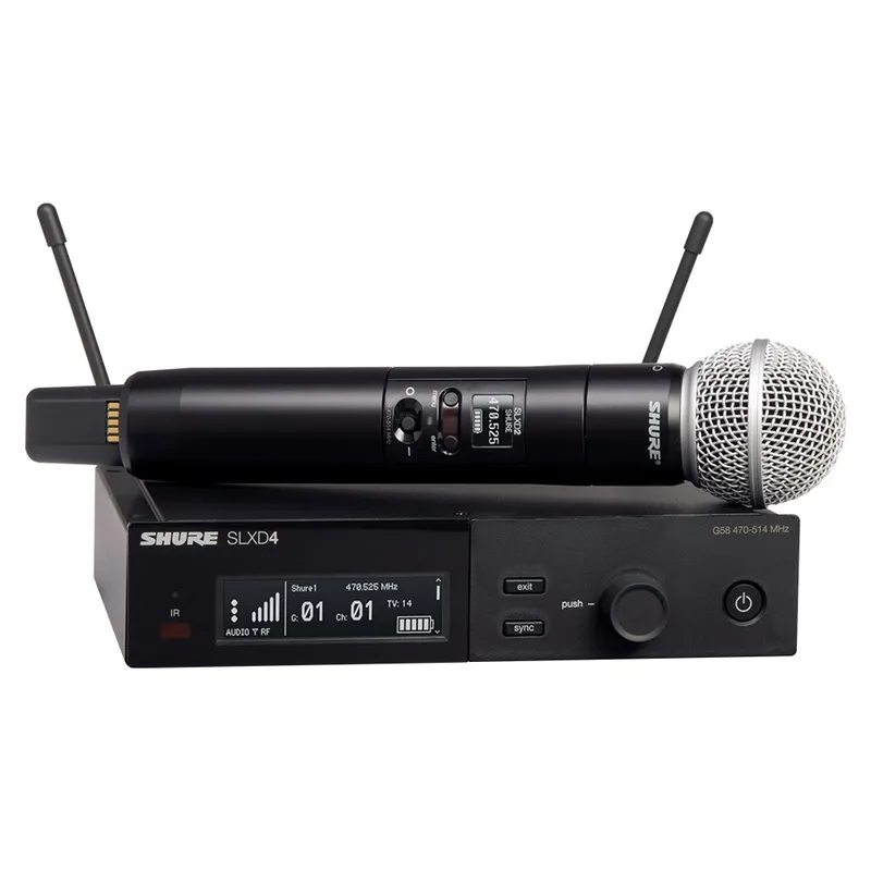 Shure SLXD24S58H57 Wireless Dig Handheld System Slxd2 Tx Sm58 Mic Slxd4 Rx Frequency H57 = 520-564Mhz