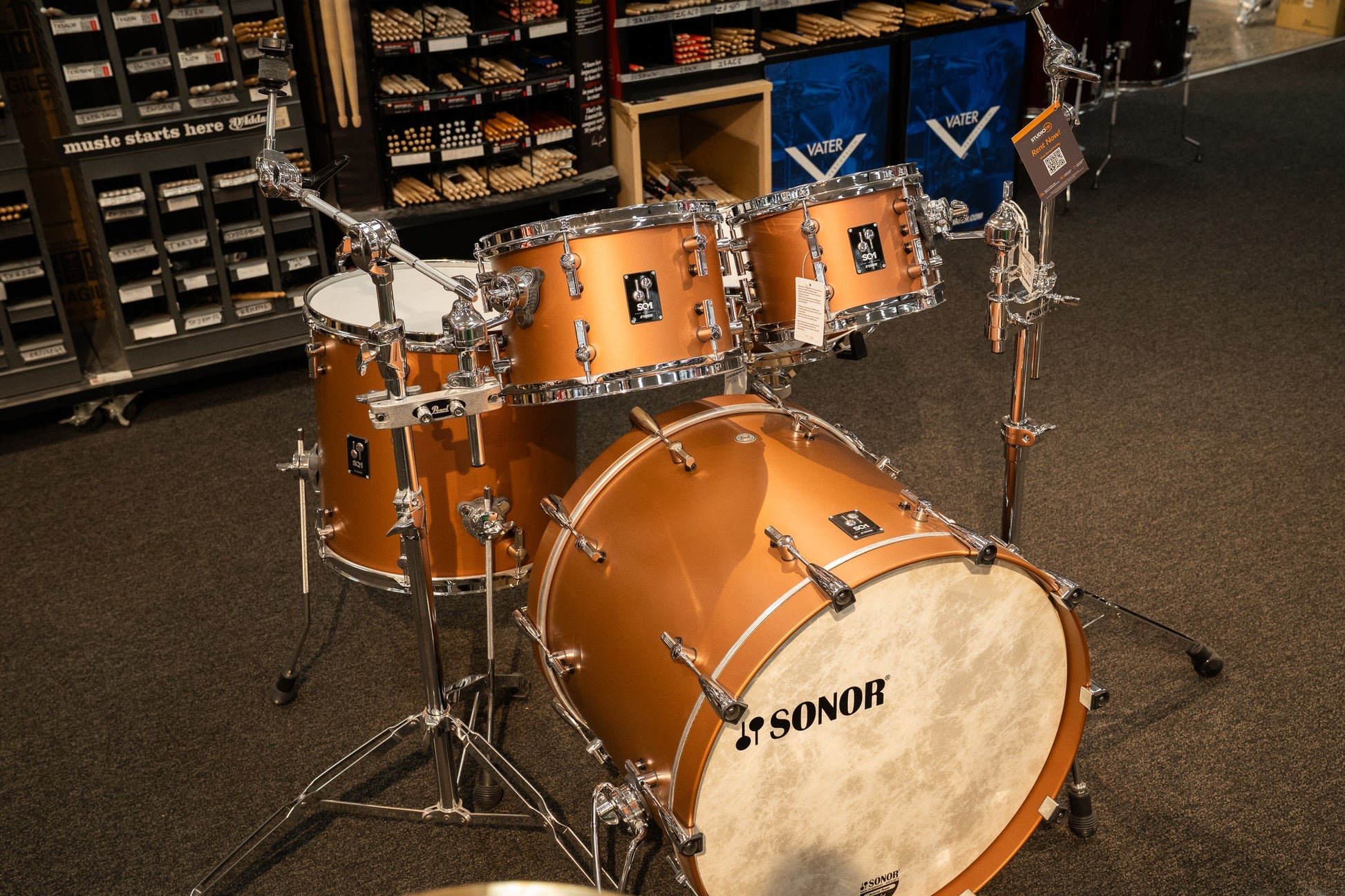 Sonor SQ1 4pc Drum Kit - Shell Pack No Snare - Satin Copper Brown (SCB)