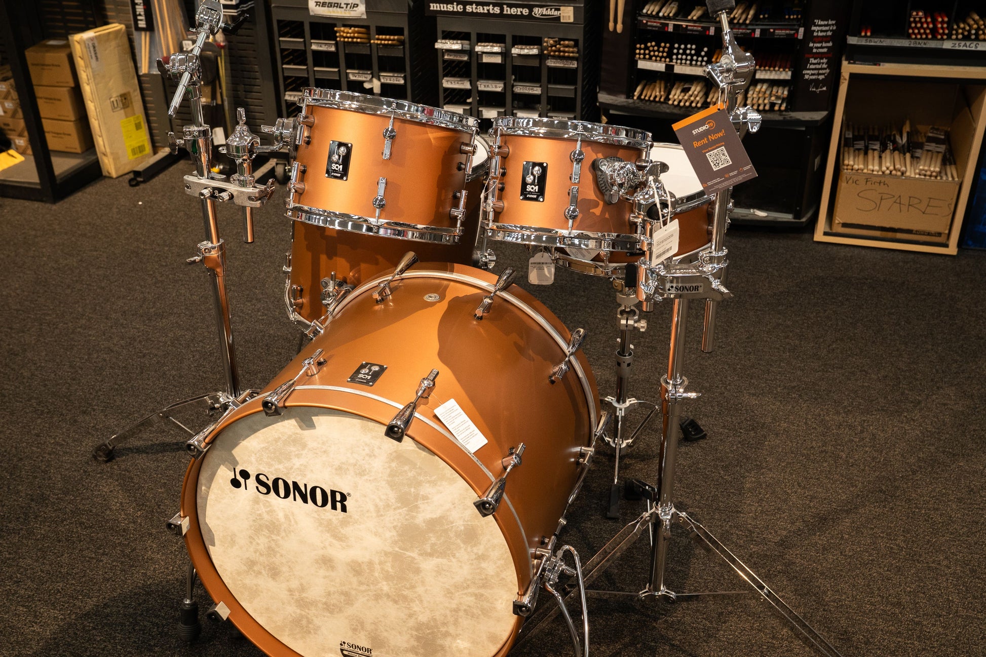 Sonor SQ1 4pc Drum Kit - Shell Pack No Snare - Satin Copper Brown (SCB)
