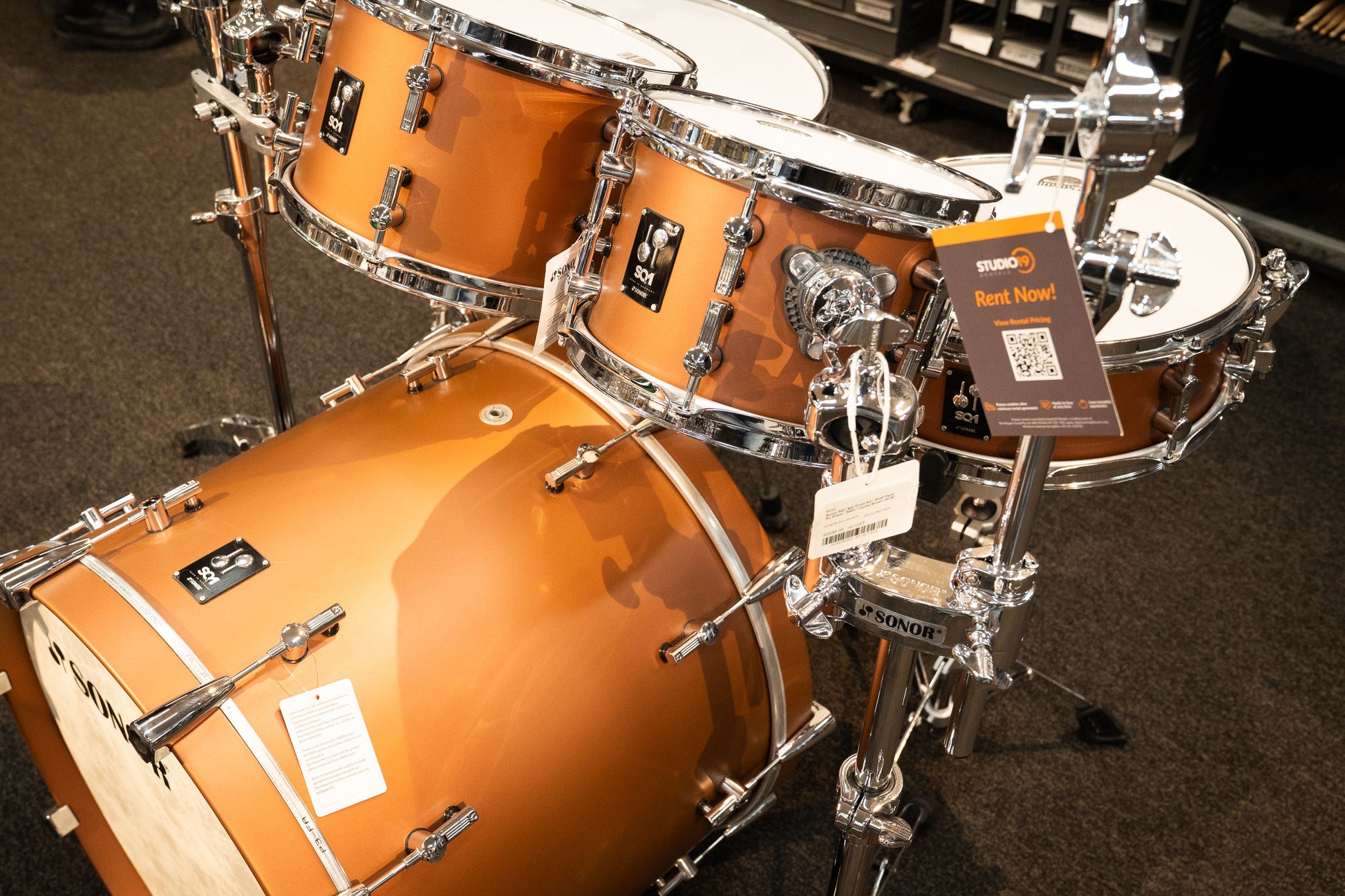 Sonor SQ1 4pc Drum Kit - Shell Pack No Snare - Satin Copper Brown (SCB)
