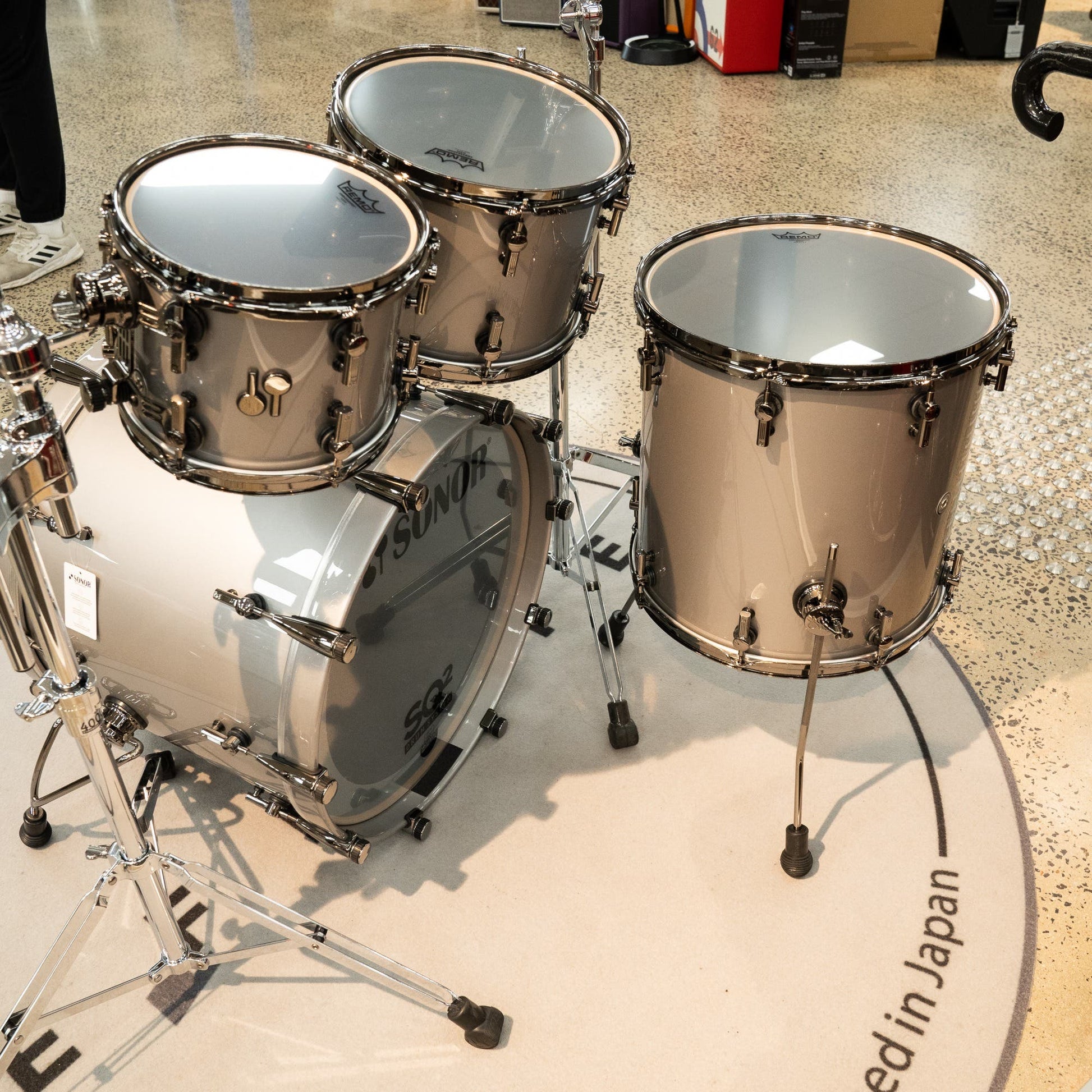 Sonor SQ2 4pc Drum Kit - Shell Pack - Grey Aluminium Lacquer / Black HW (10x8 12x9 16x16 22x17)