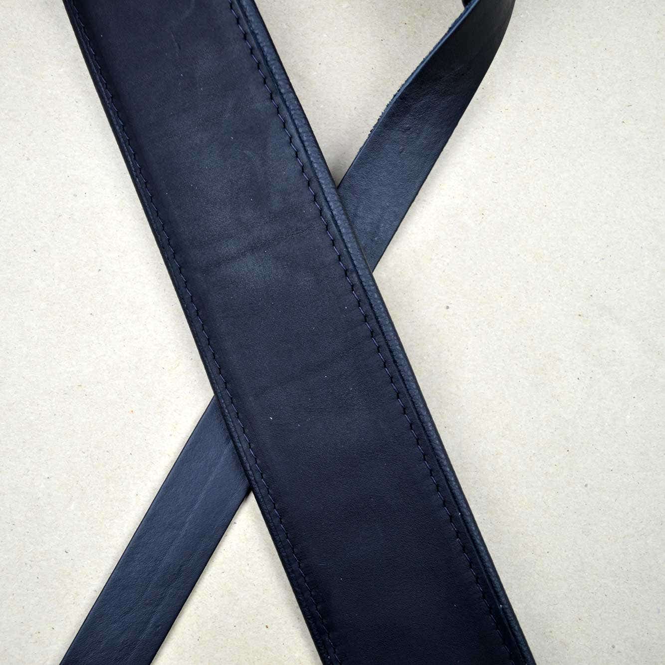 Colonial Padded 2.5" Leather/Upholstery Guitar Strap - Black/Black