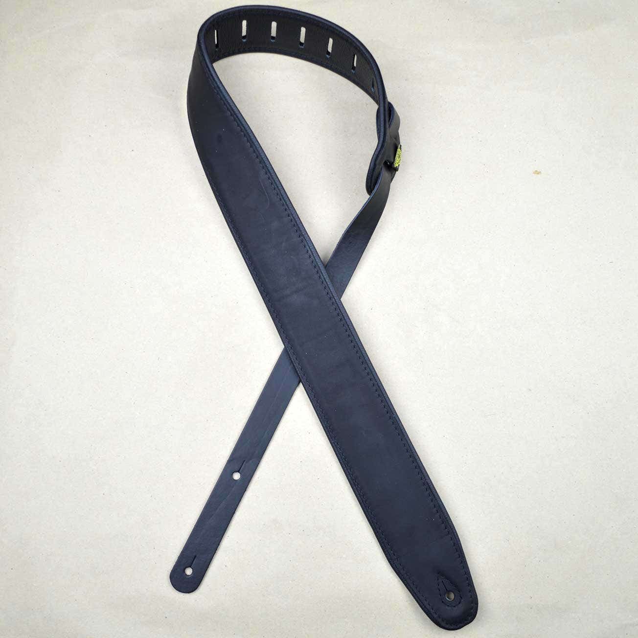 Colonial Padded 2.5" Leather/Upholstery Guitar Strap - Black/Black