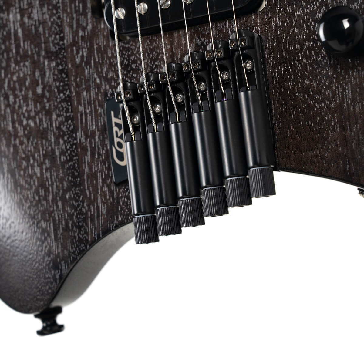 Cort Space G6MS Headless Multi-Scale Electric Guitar - Semi-Gloss Trans Black
