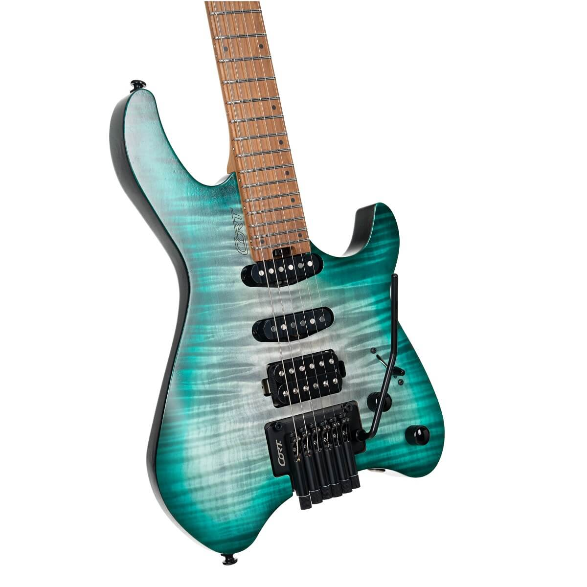 Cort Space G6TR Headless Electric Guitar - Semi-Gloss Lagoon