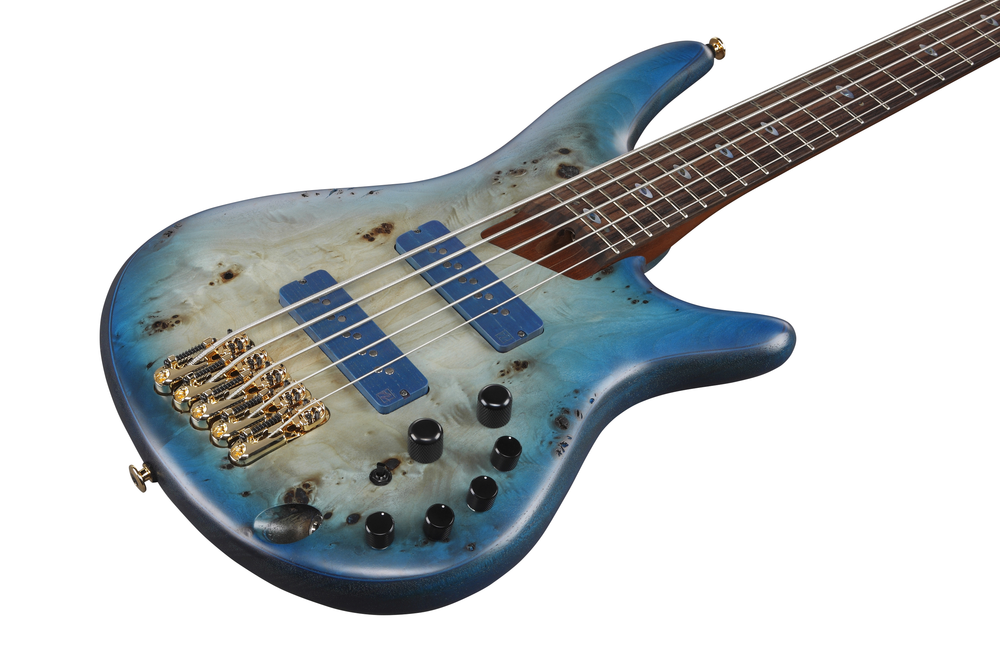 Ibanez SR6605 5 String Electric Bass w/ Case - Ghost Fleet Blue Burst