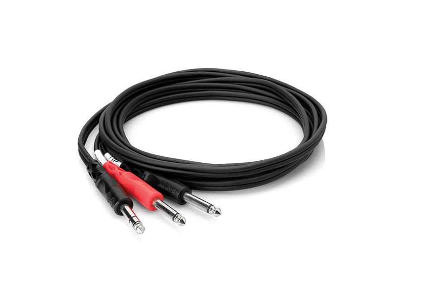 HOSA Stereo Cable - 1/4'' TRS - Dual 1/4" TS - 3m (STP203)