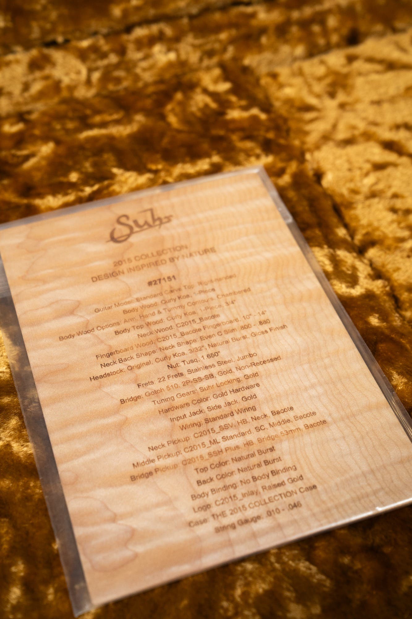 Suhr 2015 Collection Standard Carve-Top (1of10, #27151) Natural Burst - Pre-Owned