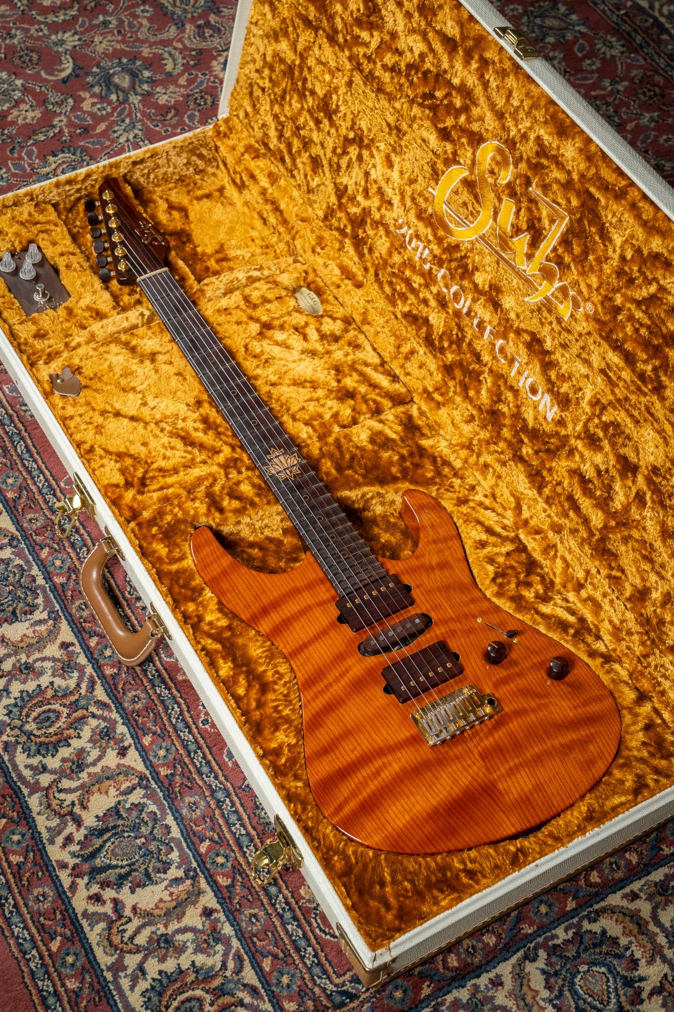 Suhr 2015 Collection Modern Carve Top w/Case + Matching Pedal - Figured Redwood - Pre-Owned (#27209)