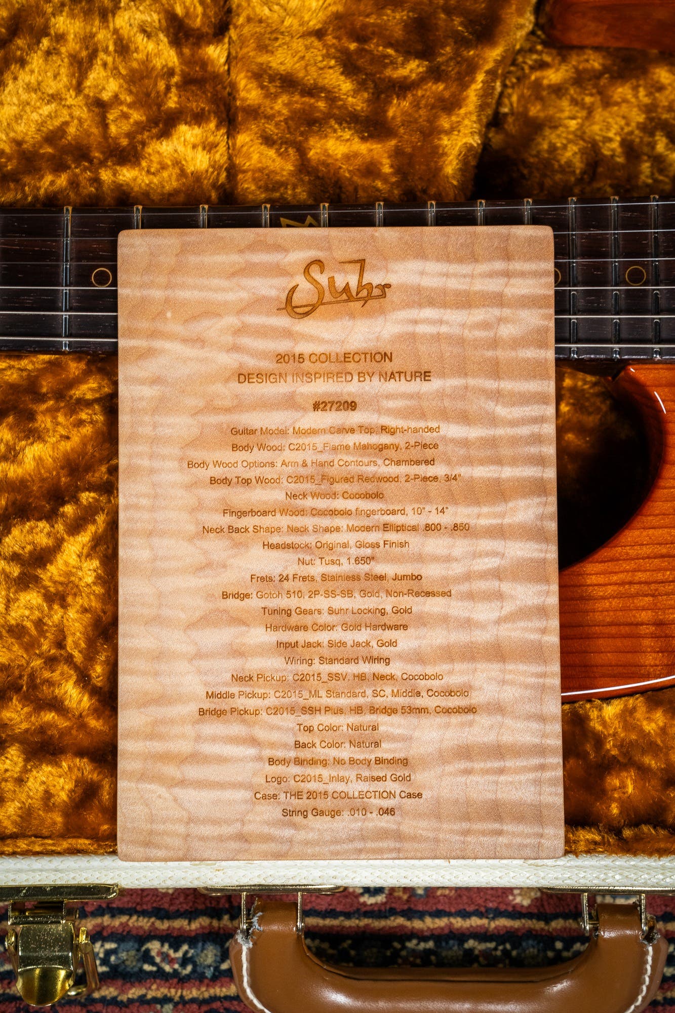 Suhr 2015 Collection Modern Carve Top w/Case + Matching Pedal - Figured Redwood - Pre-Owned (#27209)