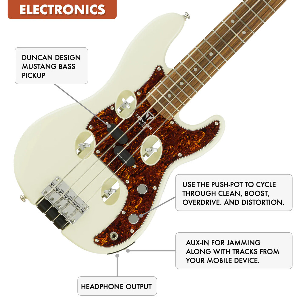 Traveler Guitar TB-4P Bass - Pearl White