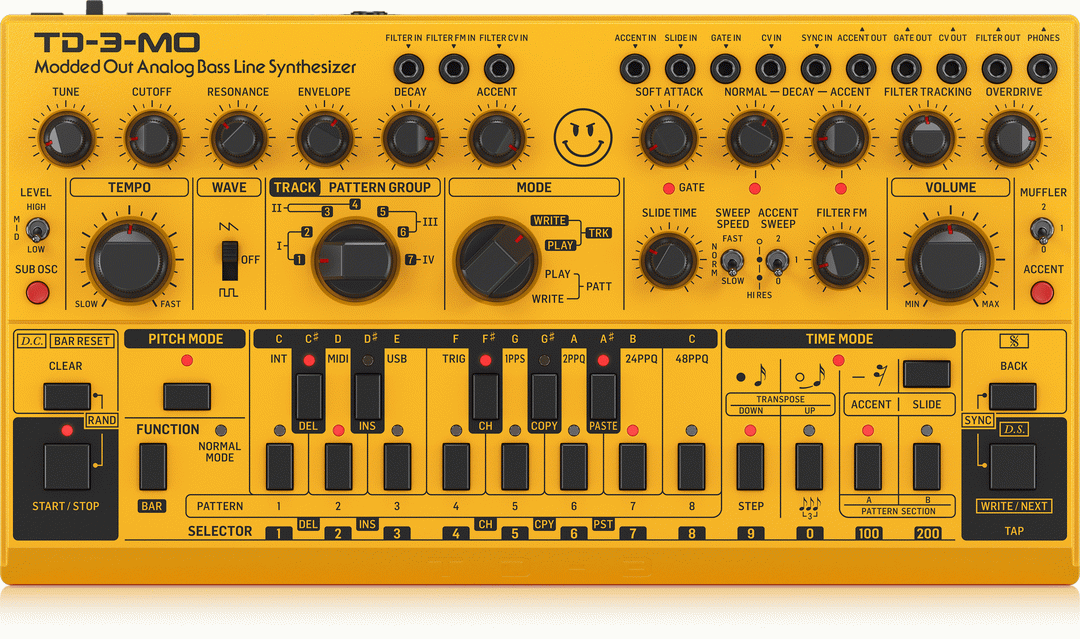 Behringer TD-3-MO-SR Modded Out Analog Bass Synth - Yellow