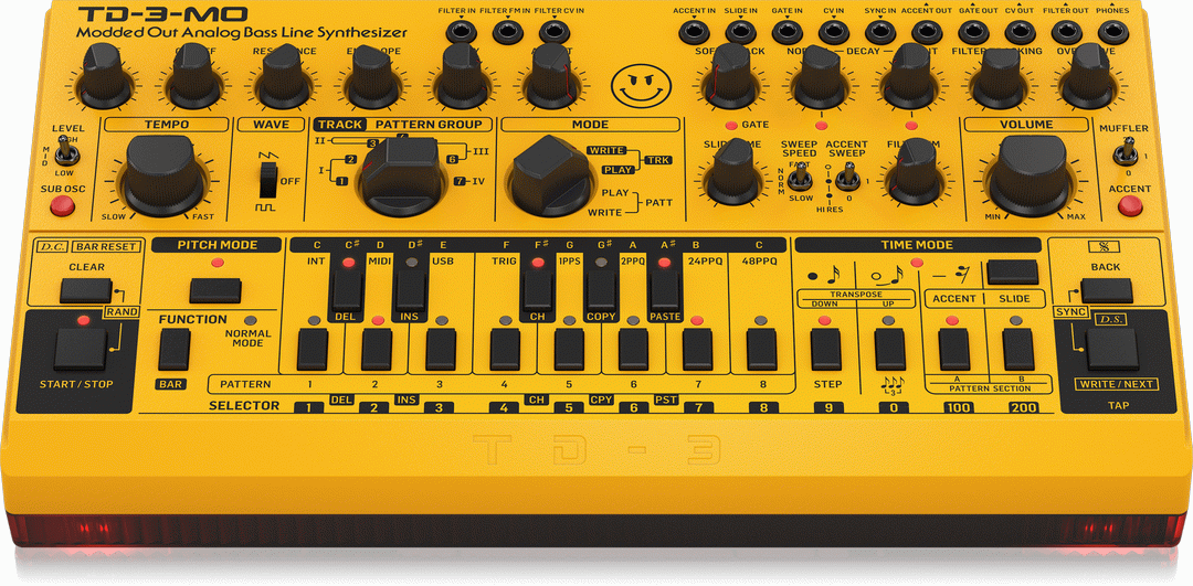 Behringer TD-3-MO-SR Modded Out Analog Bass Synth - Yellow