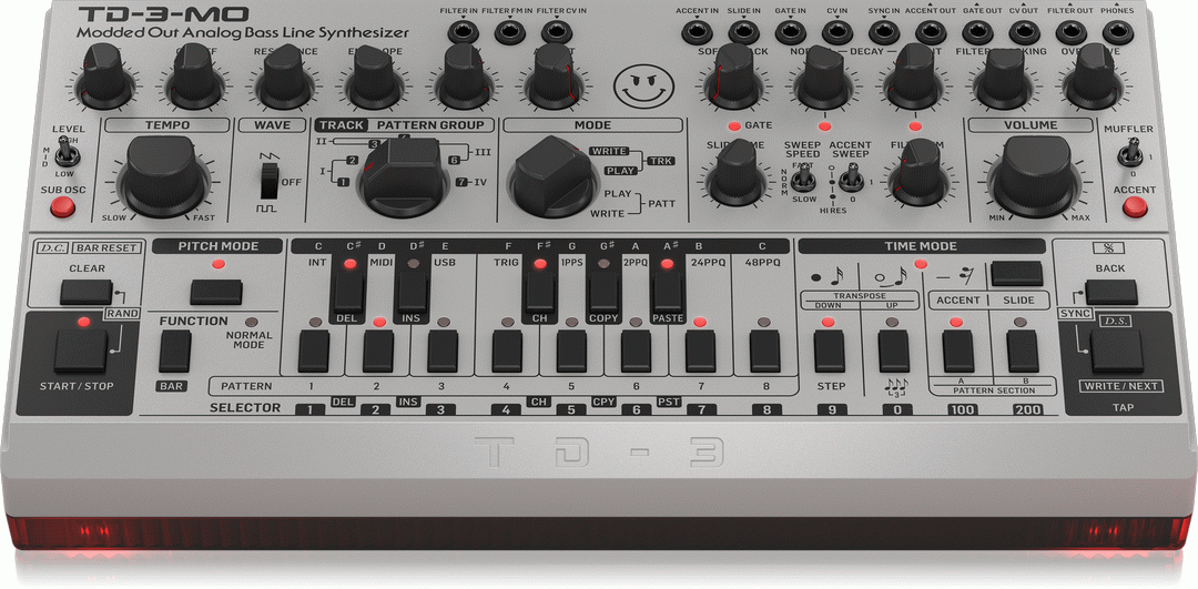 Behringer TD-3-MO-SR Modded Out Analog Bass Synth - Silver