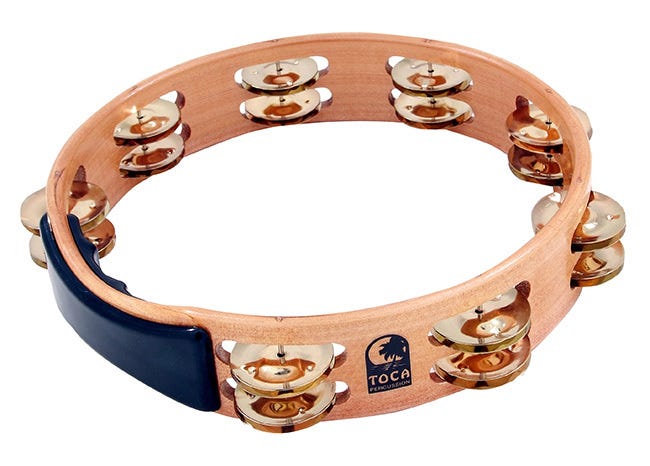 Toca Acacia Hardwood 10" Tambourine (Brass Jingles)