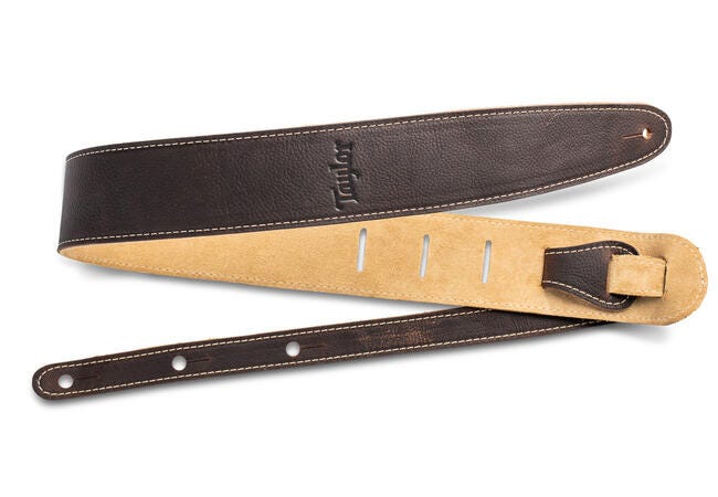 Taylor 2.5" Leather Guitar Strap - Suede Back - Chocolate Brown
