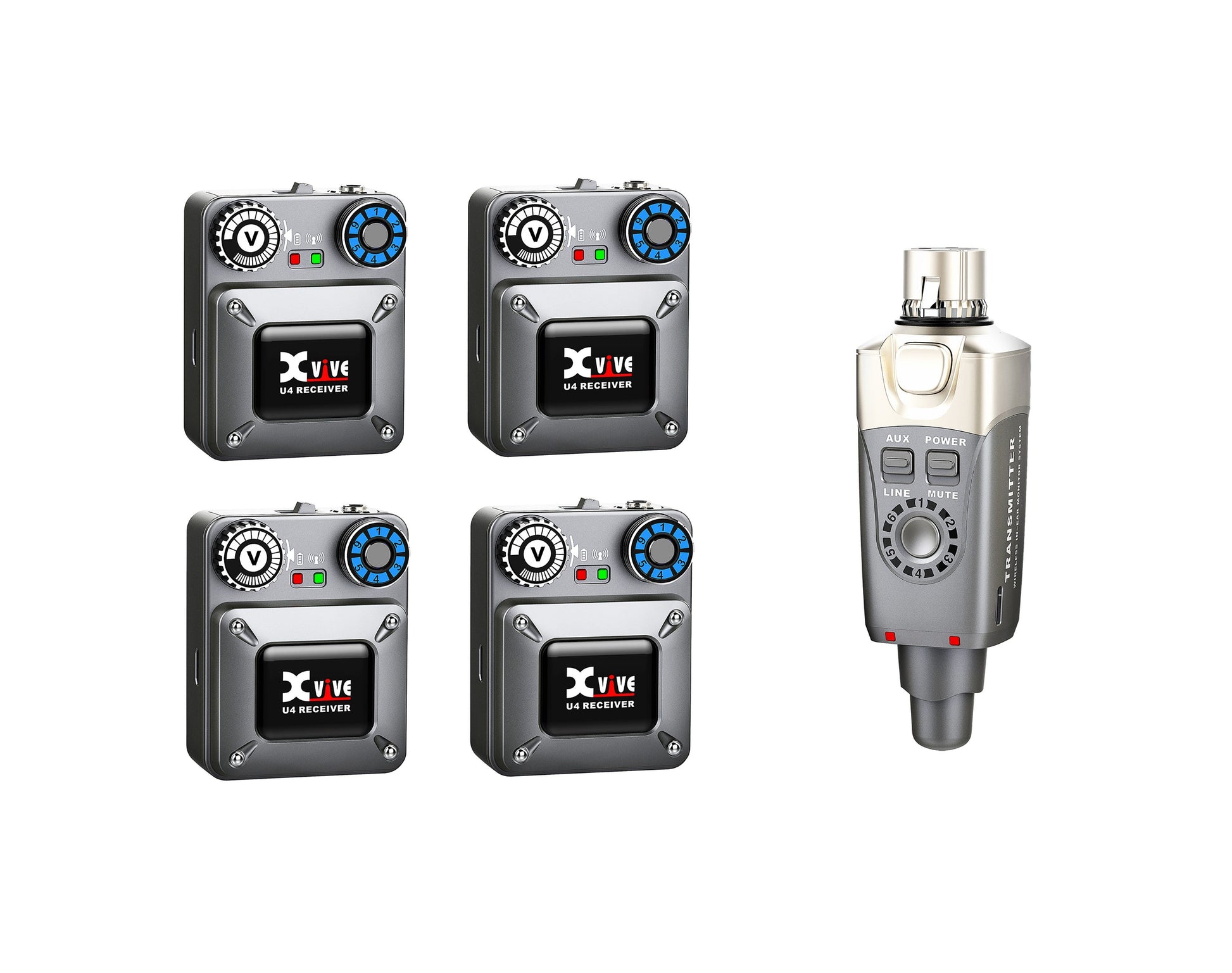 XVIVE U4R4 Wireless Monitor System for In-Ear Monitors (4 Receivers)