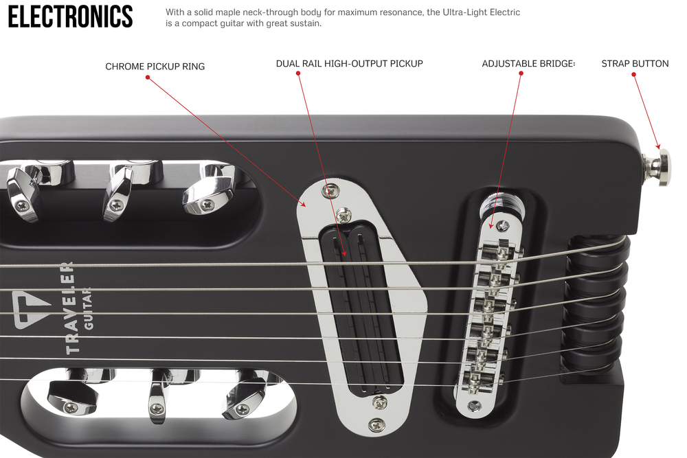 Traveler Guitar Ultra-Light Electric Guitar - Left Handed - Black