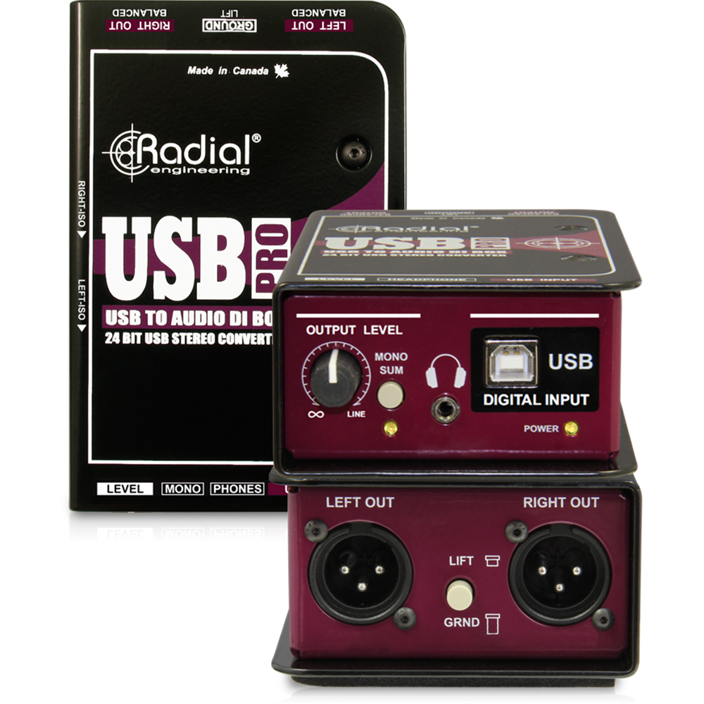 Radial USB-Pro USB to Audio DI Box w/24bit USB Stereo Converter