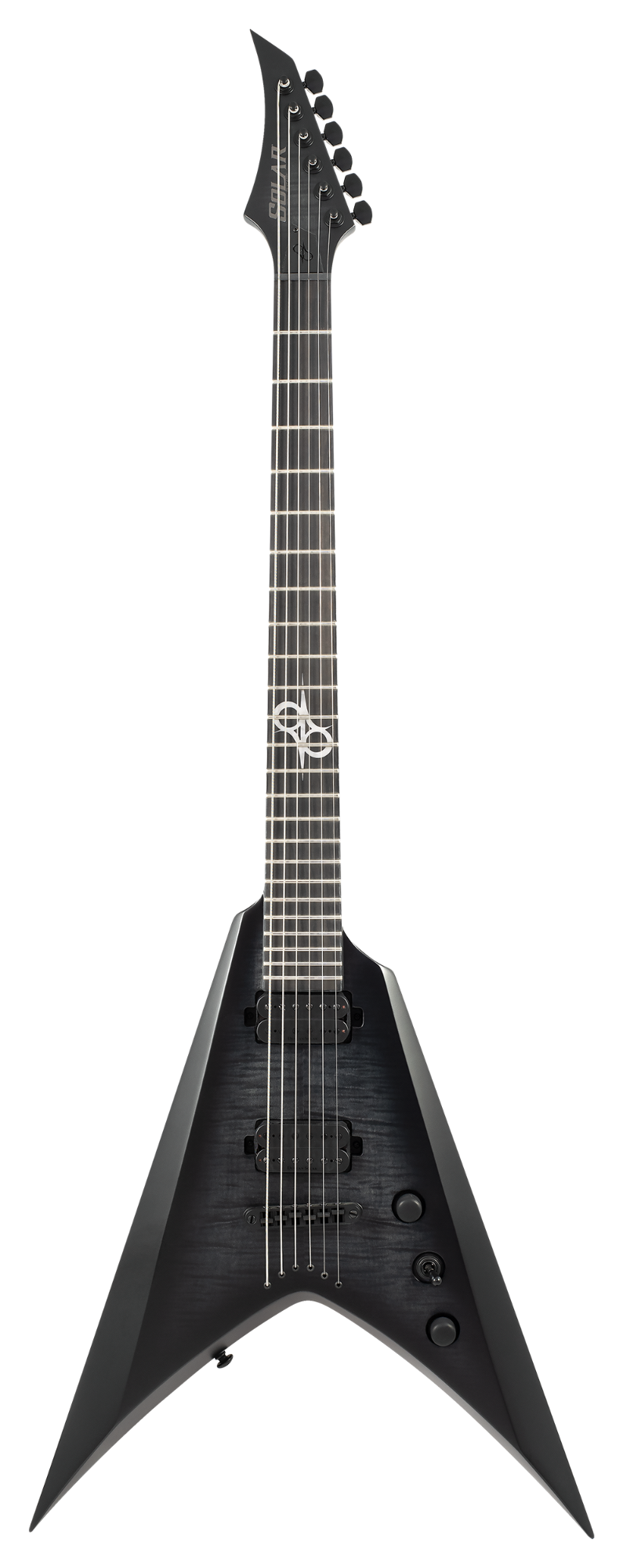 Solar V2.6FBB Baritone Electric Guitar w/Bag - Flame Black Burst