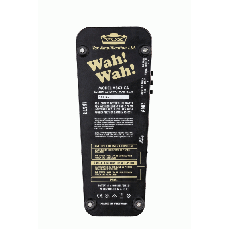 Vox V863-CA Custom Auto-Wah Wah Pedal