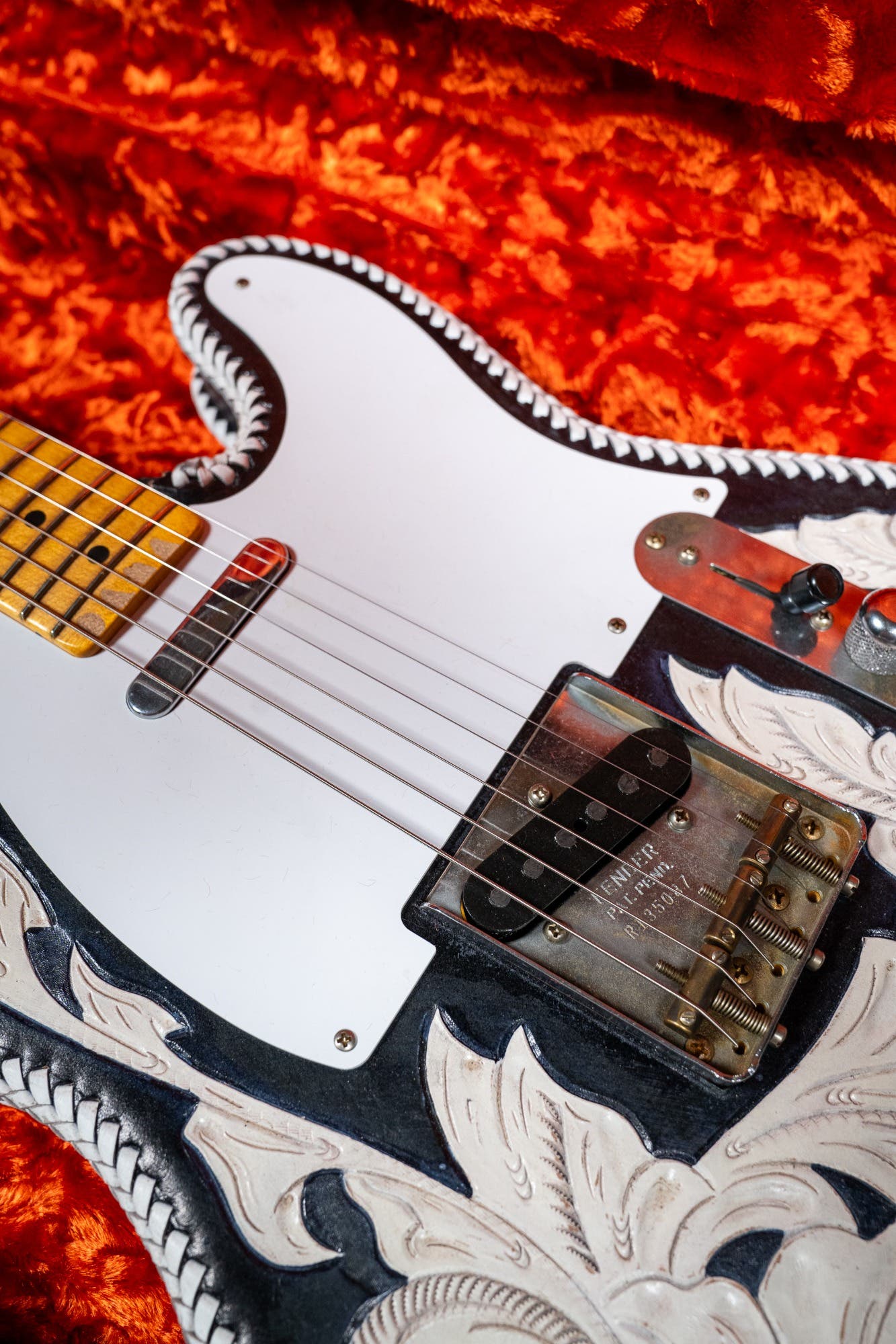 Fender Custom Shop Masterbuilt Waylon Jennings BTB 54' Telecaster Relic - Black and White Tooled Leather over Butterscotch Blonde