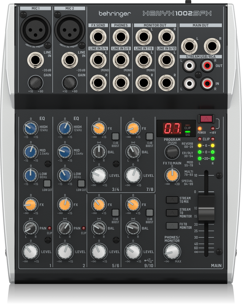 Behringer Xenyx 1002SFX 10Ch Mixer w/USB & FX