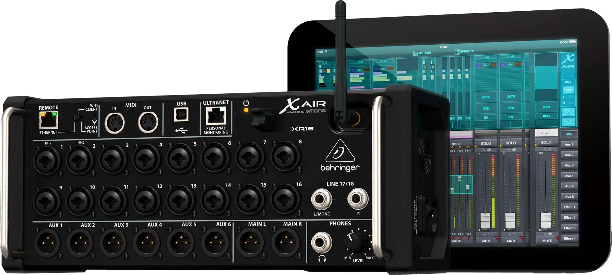 Behringer XR18 X-AIR Rackmount Wireless Digital Mixer w/Tablet Control