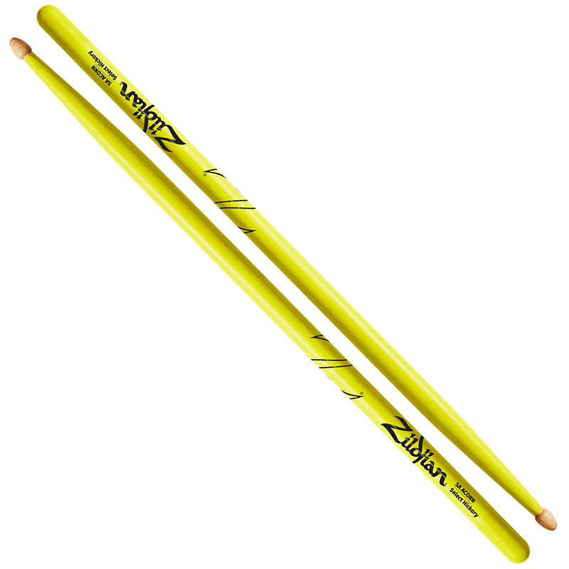Zildjian Hickory 5A Acorn Drumsticks - Neon Yellow (Z5AACDGY)