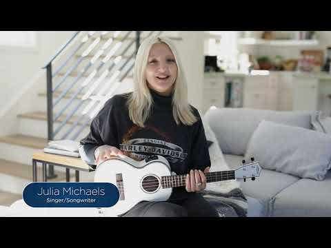 Lanikai Julia Michaels Signature Tenor Ukulele w/Bag + Pickup - White Pearl