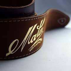 Maton Gold Logo Guitar Strap - Brown Leather