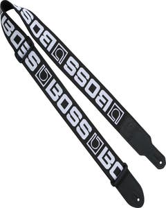 BOSS Monogram Guitar Strap - BLACK w/White Logo